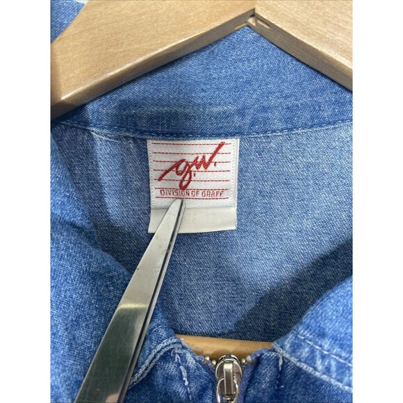 Vintage 80s Denim Jumpsuit Pantsuit Womens Cowboycon Cowboy Carter Embroidered - Picture 6 of 9